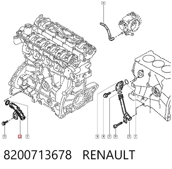 Mangueira (cano derivado) de bomba de água de admissão 8200713678 Renault (RVI)