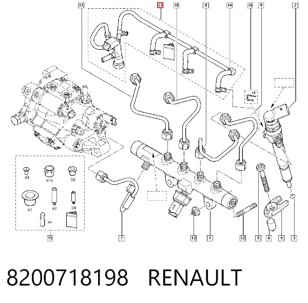 Tubo de combustível, inverso desde os injetores 8200718198 Renault (RVI)