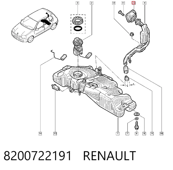 Caixa de gargalo de enchimento do tanque de combustível 8200722191 Renault (RVI)