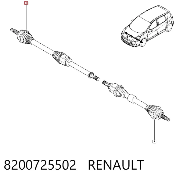 Semieixo (acionador) dianteiro direito 8200725502 Renault (RVI)