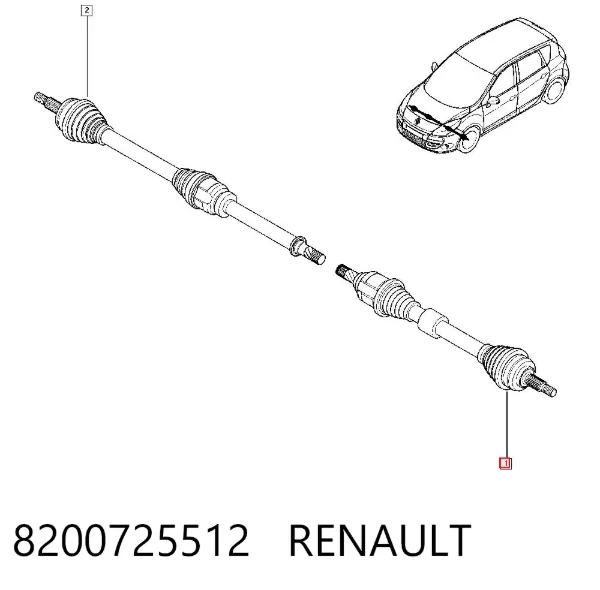 Semieixo (acionador) dianteiro esquerdo 8200725512 Renault (RVI)