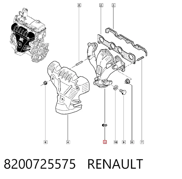 Tubo coletor de escape 8200725575 Renault (RVI)
