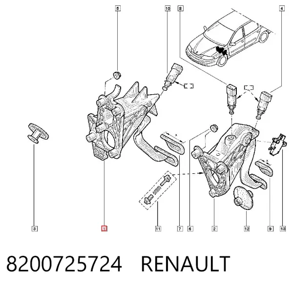 Pedal do freio 8200725724 Renault (RVI)