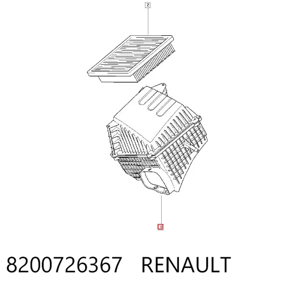 Caixa de filtro de ar 8200726367 Renault (RVI)