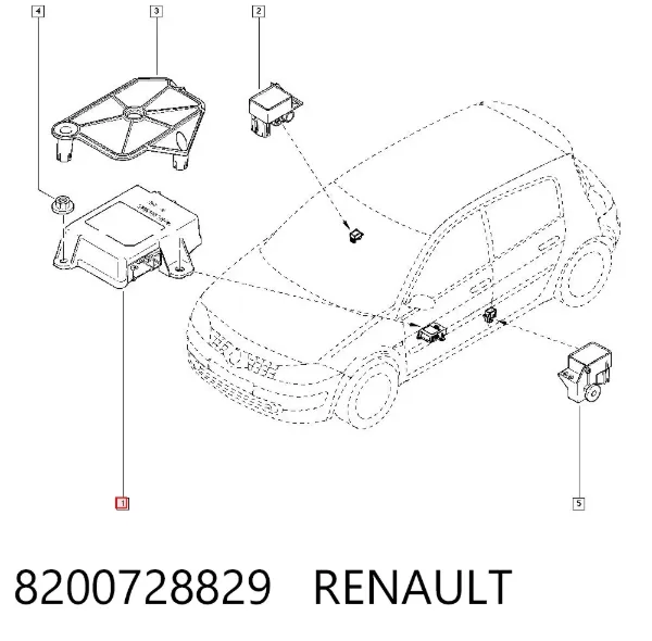 Módulo processador de controlo da bolsa de ar (Centralina eletrônica AIRBAG) 8200728829 Renault (RVI)