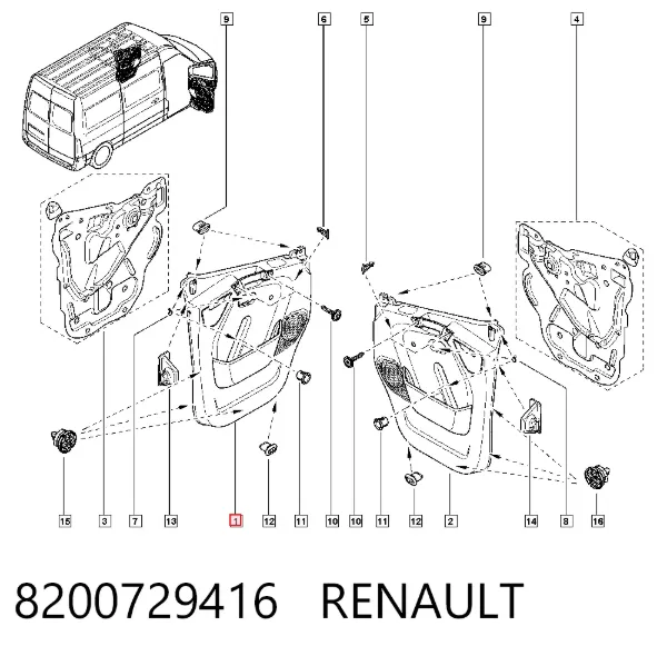 Revestimento (cobrimento) interno da porta dianteira esquerda 8200729416 Renault (RVI)