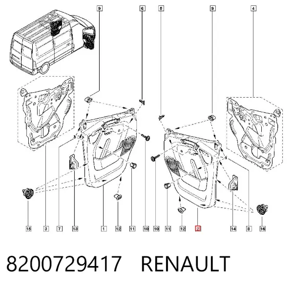 Revestimento (cobrimento) interno da porta dianteira direita 8200729417 Renault (RVI)