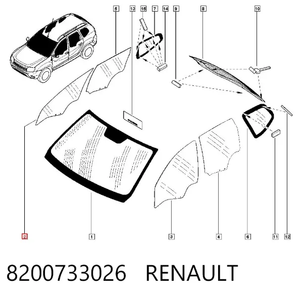 Vidro da porta dianteira direita 8200733026 Renault (RVI)