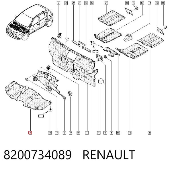 Isolamento de ruído da capota Dacia Sandero I