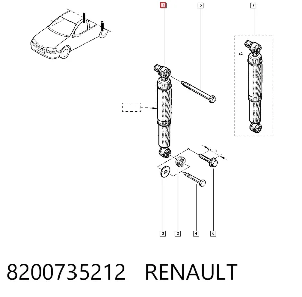 Amortecedor traseiro 8200735212 Renault (RVI)