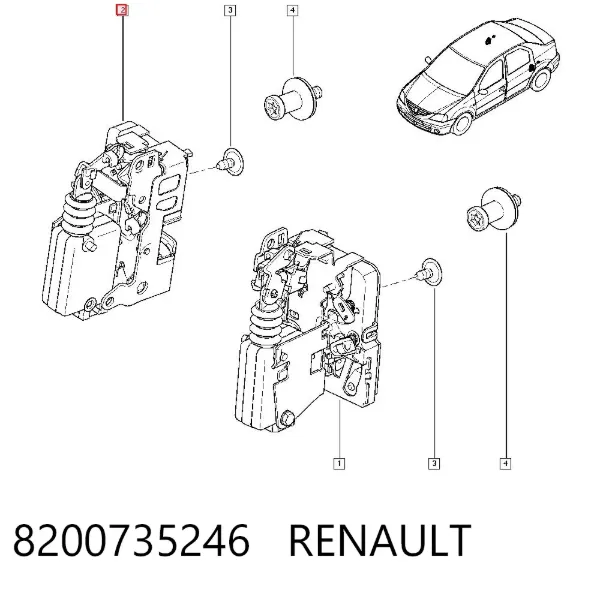 Fecho da porta traseira direita 8200735246 Renault (RVI)