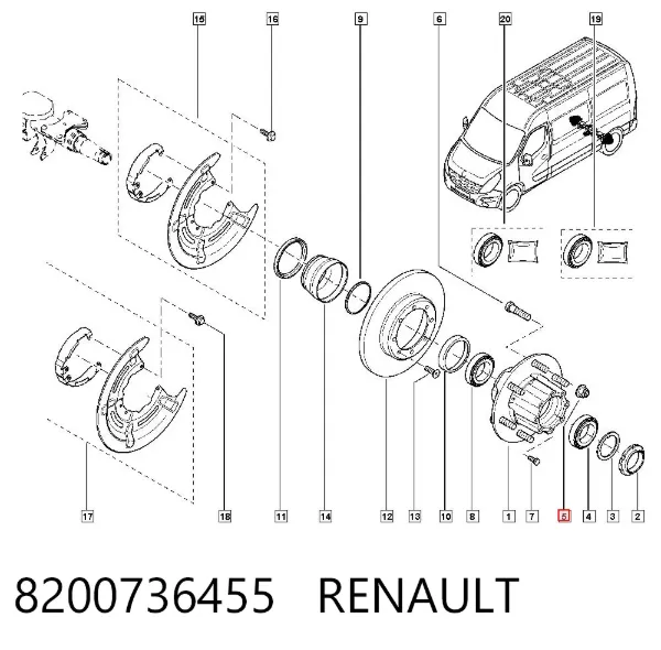 Porca de roda 8200736455 Renault (RVI)
