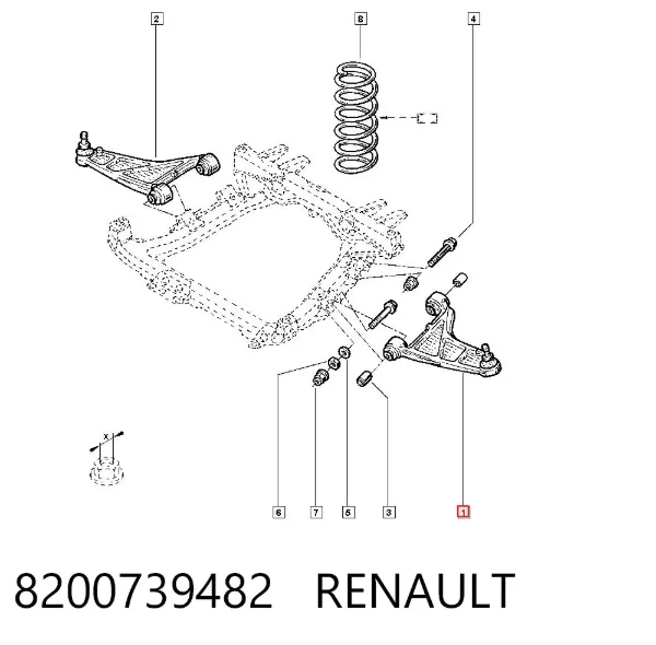 Braço oscilante inferior esquerdo de suspensão dianteira 8200739482 Renault (RVI)