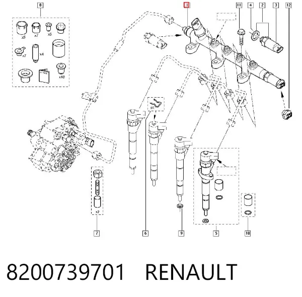 Tubo de combustível, inverso desde os injetores 8200739701 Renault (RVI)