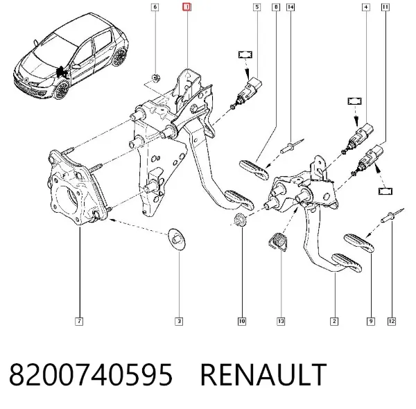 Pedal do freio 8200740595 Renault (RVI)