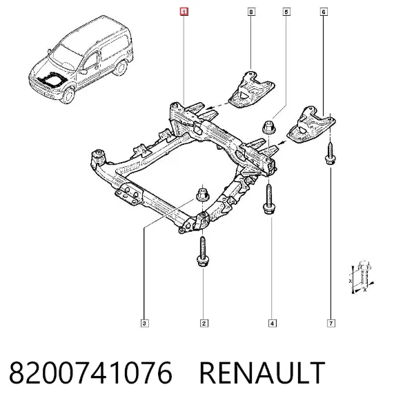 Viga de suspensão dianteira (plataforma veicular) 8200741076 Renault (RVI)