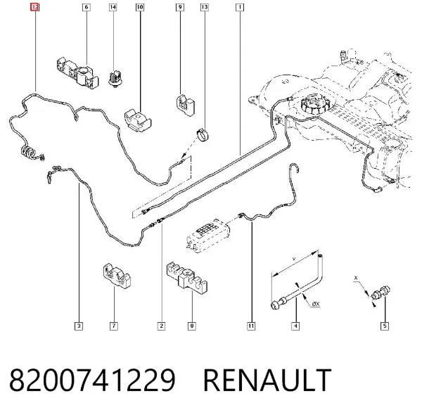 Tubo de combustível, desde o filtro até a sonda de combustível 8200741229 Renault (RVI)