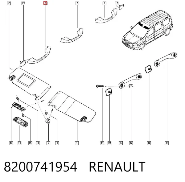 Puxador do teto de salão 8200741954 Renault (RVI)