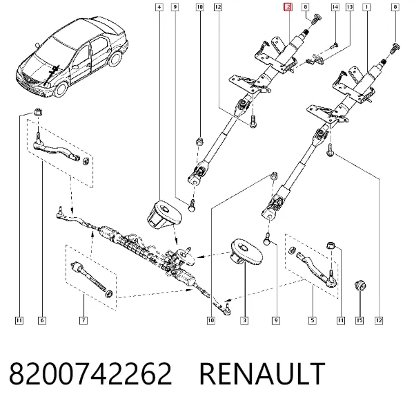Coluna da direção 8200742262 Renault (RVI)