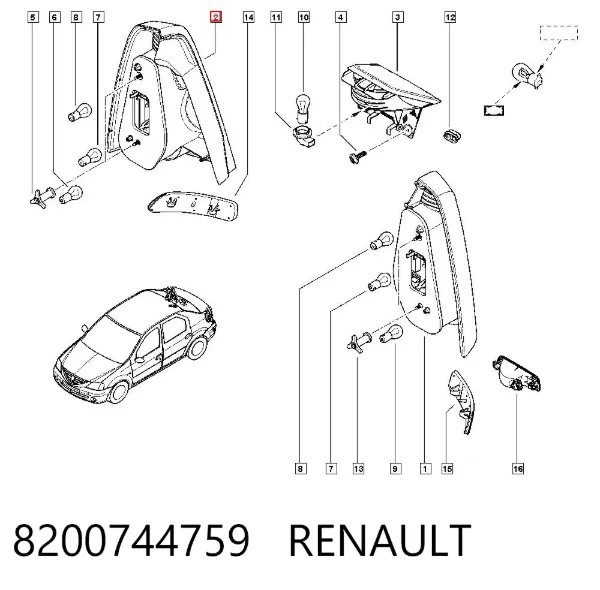 Lanterna traseira direita 8200744759 Renault (RVI)