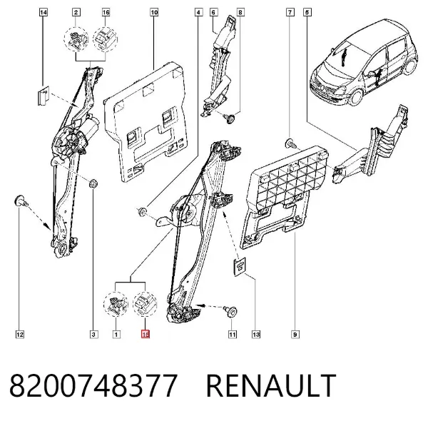 Mecanismo de acionamento de vidro da porta dianteira esquerda 8200748377 Renault (RVI)