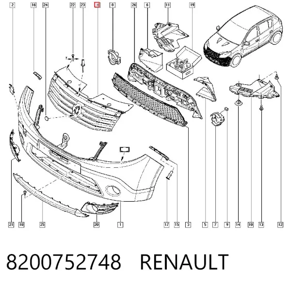 Grelha do radiador 8200752748 Renault (RVI)