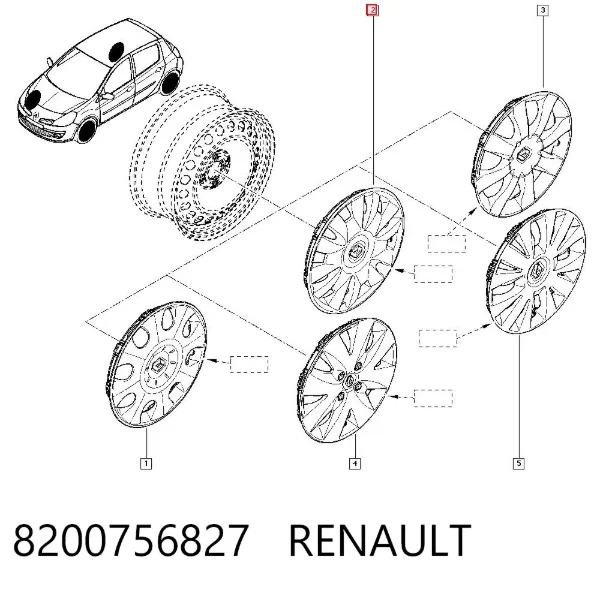 Coberta de disco de roda 8200756827 Renault (RVI)
