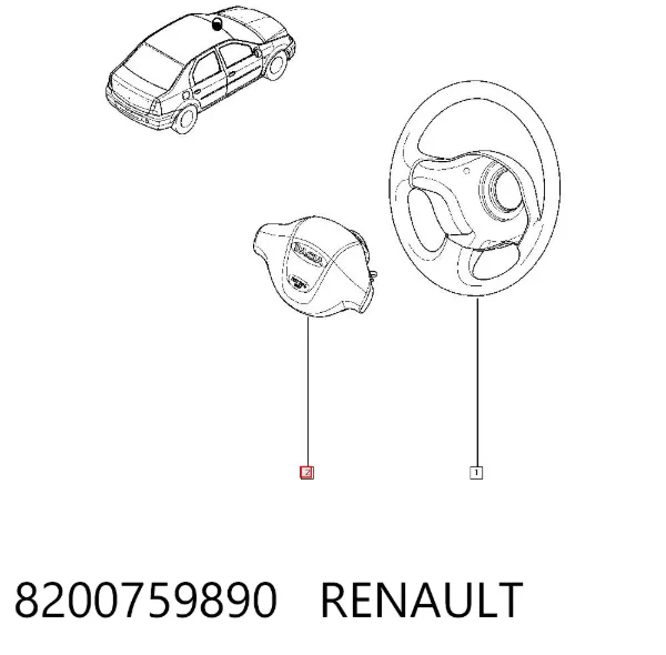 Cinto de segurança (AIRBAG) de condutor 8200759890 Renault (RVI)