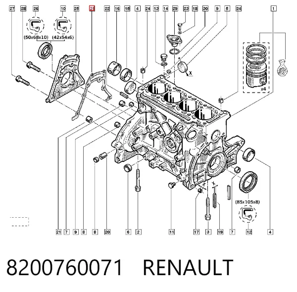 Vedante de tampa dianteira de motor 8200760071 Renault (RVI)