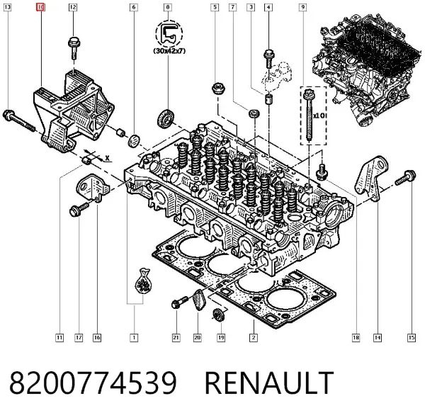 Consola de coxim (apoio) direita de motor 8200774539 Renault (RVI)