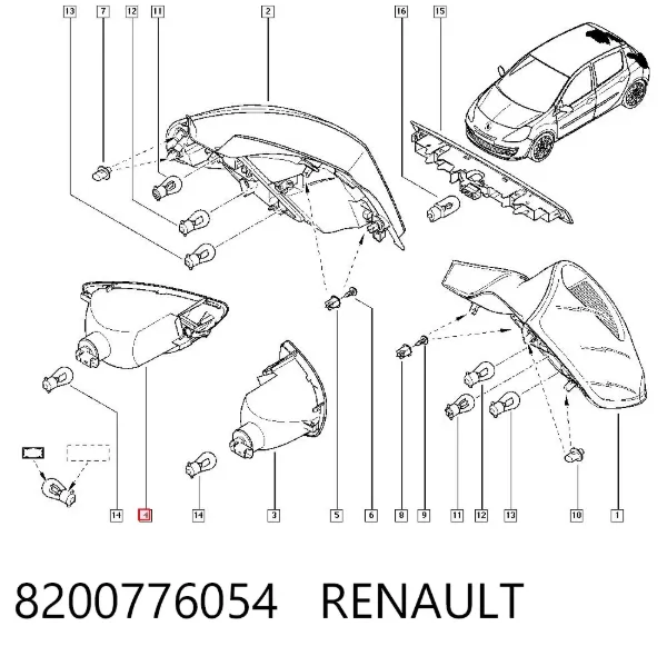 Lanterna de nevoeiro traseira direita 8200776054 Renault (RVI)