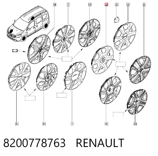 Coberta de disco de roda 8200778763 Renault (RVI)