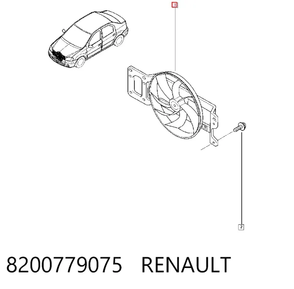 Ventilador elétrico de esfriamento montado (motor + roda de aletas) 8200779075 Renault (RVI)