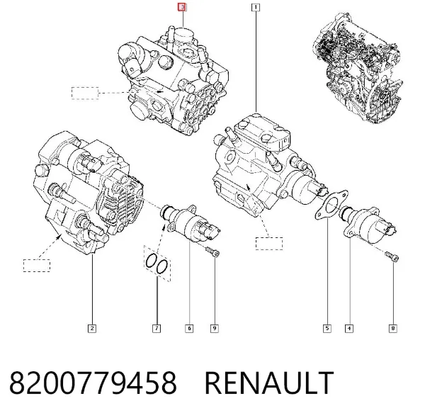 Bomba de combustível de pressão alta 8200779458 Renault (RVI)