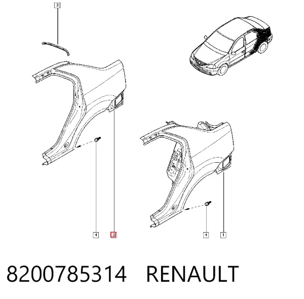 Pára-lama traseiro esquerdo 8200785314 Renault (RVI)