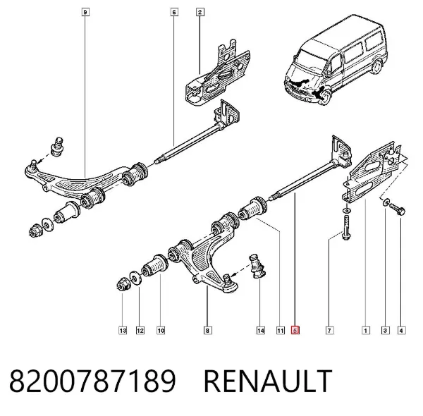 Parafuso de fixação de braço oscilante dianteiro 8200787189 Renault (RVI)