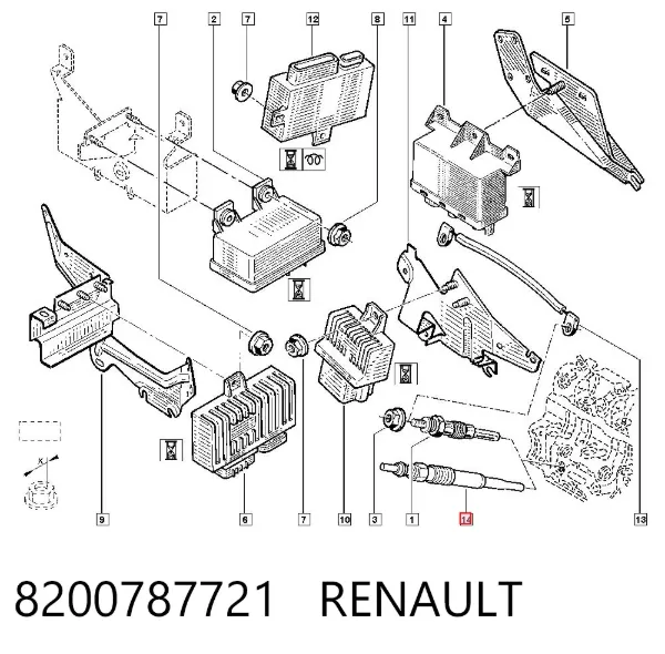 Vela de incandescência 8200787721 Renault (RVI)