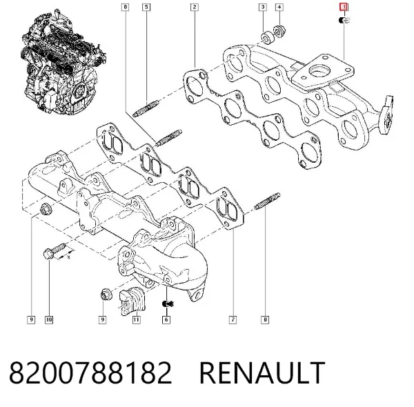 Tubo coletor de escape 8200788182 Renault (RVI)