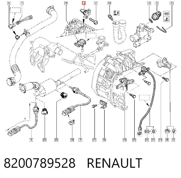 Sensor de posição da árvore distribuidora 8200789528 Renault (RVI)