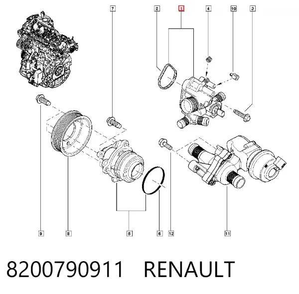 Caixa do termostato 8200790911 Renault (RVI)