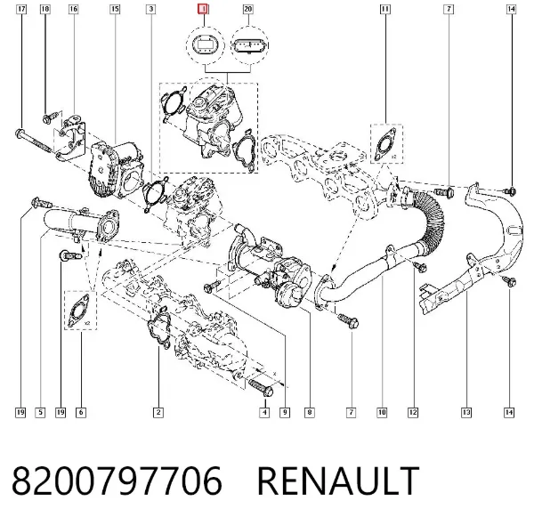 Válvula EGR de recirculação dos gases 8200797706 Renault (RVI)