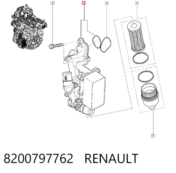 Caixa do filtro de óleo 8200797762 Renault (RVI)