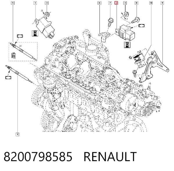 Relê das velas de incandescência 8200798585 Renault (RVI)