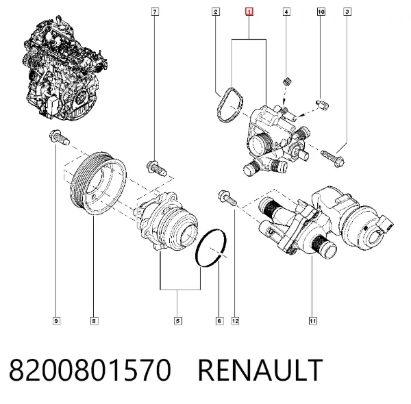 Caixa do termostato 8200801570 Renault (RVI)