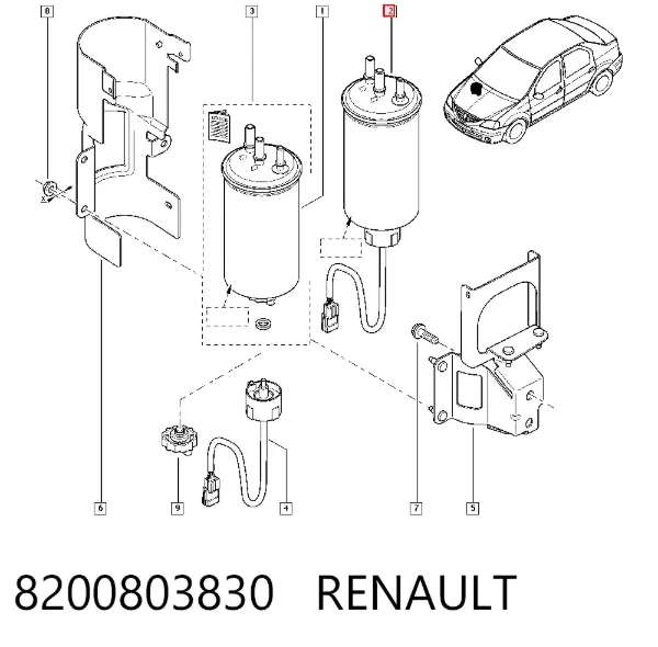 Filtro de combustível 8200803830 Renault (RVI)