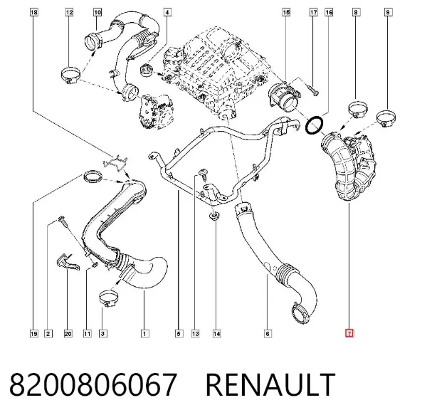 Cano derivado de ar, saída de filtro de ar 8200806067 Renault (RVI)