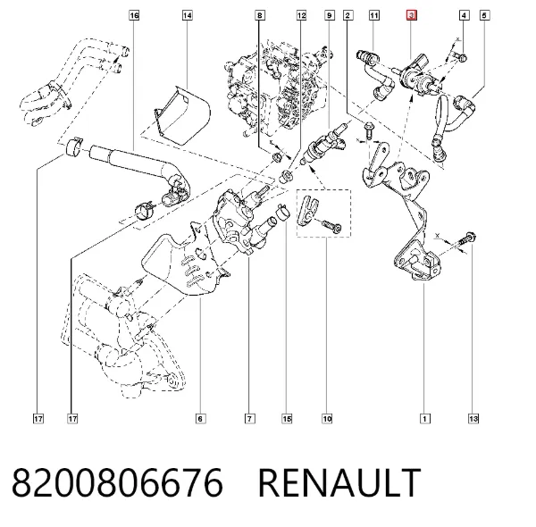 Válvula de adsorvedor dos vapores de combustível 8200806676 Renault (RVI)
