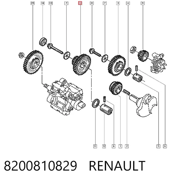 Roda dentada da árvore intermédia de motor 8200810829 Renault (RVI)