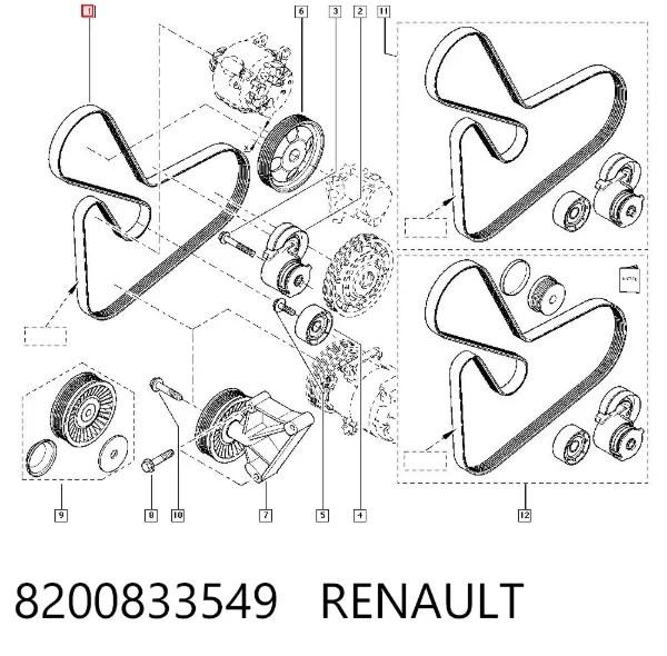 Correia dos conjuntos de transmissão 8200833549 Renault (RVI)