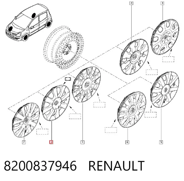 Coberta de disco de roda 8200837946 Renault (RVI)